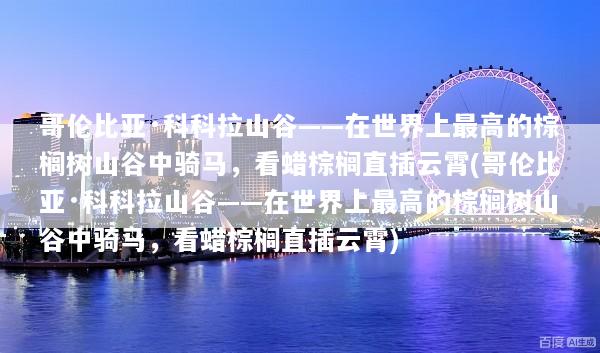 哥伦比亚·科科拉山谷——在世界上最高的棕榈树山谷中骑马，看蜡棕榈直插云霄(哥伦比亚·科科拉山谷——在世界上最高的棕榈树山谷中骑马，看蜡棕榈直插云霄)